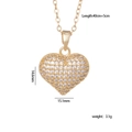 Golden heart pendant necklace with sparkling pavé zircons and 45cm link chain - Pave Zircon Heart 1778
