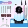 Kit fresa per unghie elettrica 45000RPM con batteria 2000mAh e punte in metallo - Fresa USB V11