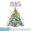 Christmas tree wall sticker with Hello Winter text for bathroom toilet lid decoration - Style CQ-02 (Hello Winter)