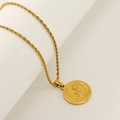 Golden titanium steel 18K Sagittarius zodiac pendant necklace with twisted chain - Sagittarius