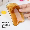 Amber resin square scraping board with smooth texture for facial massage and lifting - Square Massage Plate / Amber