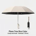 Large 125cm beige automatic reverse umbrella with ring-buckle handle and UV black coating - 27 Inch / 125cm Diameter / Sycamore Beige
