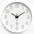 25cm silent luminous wall clock with white frame and glowing Arabic numerals - 12 Inch / Arabic White Dial White Frame
