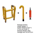 Inflatable walker and cane set with manual pump for costume parties and pranks - Gold Walker and Cane Set with Pump