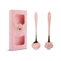 Rose gold flower-shaped stainless steel dessert spoon set in a pink gift box - Rose Gold/Short Handle Flower Spoon 2PCS (Cherry + Rose) / Rose Gold/Pink Box
