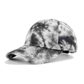 Tie-dye baseball cap with black, grey, and white ink patterns and a curved brim - Black White Grey Tie-dye
