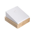 Solid wood jewelry display stand with white faux leather surface for necklaces and rings - White Leather