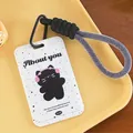 Cartoon-Kartenhalter in Weiß mit schwarzer Katze und Schlüsselband für Karten - 3# Musik Kätzchen