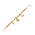 Bracciale a sfere dorate con ciondoli a quadrifoglio e sole e pietra turchese - Bracciale con Pendente a Quadrifoglio Sole e Turchese / 2# Braccialetto