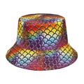 Bunter Fischerhut mit Fischschuppen-Muster für Sonnenschutz und beidseitig tragbar - M (56-58cm) / Bunte Fischschuppen