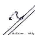 Collar de cadena O en acero inoxidable negro de 2mm de ancho y 450mm de largo con cierre - Negro KN80094-Z / Negro
