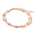 Rose gold multi-layer beaded anklet with lobster clasp and extension chain - Rose Gold