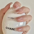 Short square press-on nails with amber brown gradient and glossy jelly finish - R565 Pure Desire Blush / Nail Glue Version