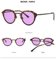 Vues multiples de lunettes de soleil ovales vintage avec monture en bronze et verres violets - Monture Café Verres Violets