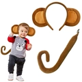Brown monkey costume set featuring plush ear headband and long tail for children - Wide Ear Monkey 2-Piece Set Coffee