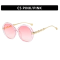 Lunettes de soleil oversize roses pour femmes avec monture transparente et branches dorées - Monture Rose / Verres Roses