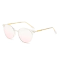 Lightweight round transparent frame glasses with pink gradient lenses and gold temples - Transparent Gold - Blush Lens / Non-Prescription Blue Light Blocking
