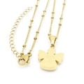 Collana angelo dorata con catena Saturn e ciondolo inciso con la lettera T per lei - Lettera T (KN196932-K)
