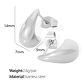 Polished silver stainless steel teardrop stud earrings, 14mm height variant - Silver (Large/EH248)