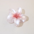 Pearlescent gradient pink plumeria flower hair claw clip with durable resin teeth - 8cm Pearly White-Coral / Bulk Packaging