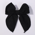 4.5 inch black linen bow clip for girls featuring a rich textured fabric finish - Black