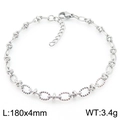Bracciale a doppia catena in acciaio inossidabile argento, lunghezza 180mm e larghezza 4mm - Catena a Maglie Ovali Argentata (KB188518-Z)