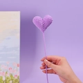 Handmade purple crochet heart flower stem for festive bouquets and home decoration - Heart Light Purple