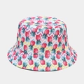 Pink pineapple and colorful geometric pattern sun bucket hat for outdoor summer wear - M (56-58cm) / Colorful Wave Small Pineapple
