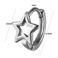 Orecchino a stella in acciaio inossidabile argento con diametro esterno di 12,6 mm - Pentagramma