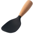 Mestolo per riso in silicone con manico in legno e testina nera antiaderente - Manico in Legno Nero