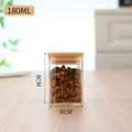 180ML square borosilicate glass jar with bamboo lid, 8cm height, for tea storage - Diameter 60*Height 80 180ml With Bamboo Lid
