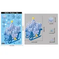 Blue Christmas window clings size chart with snowflake, sleigh, and reindeer decal dimensions - BQ543 Sleigh & Gifts