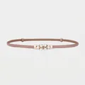 Adjustable taro pink slim belt for women featuring a pearl and rhinestone flower buckle - Taro Pink