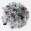 Natural fluorite tumbled stones in purple and green hues on a white background - Colorful Fluorite / 7-9mm 100g