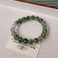 Macro detail of natural green phantom quartz beads with unique mineral inclusions - Natural Green Phantom Round Bead Style (10#)