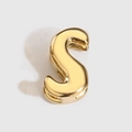 Retro golden bubble letter S bead charm for DIY jewelry making and custom bracelets - Letter S / Gold