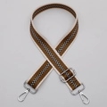 Adjustable checkerboard crossbody strap with black yellow twill and silver metal hooks - No. 619 Silver Hook