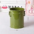 Olive green mini metal storage bucket with side handles for desktop organization - Vintage Green
