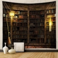 Dettaglio dell'arazzo bohémien con stampa di libreria vintage appeso alla parete - 73X95CM / GT104507 Tessuto Spazzolato