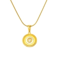 Elegant 18k gold plated round lace pendant necklace with white enamel inlay for women - White Letter O