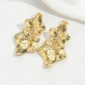 Vintage golden maple leaf drop earrings with detailed metallic texture and nature design - Hollow Leaf Style / Gold
