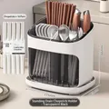 Kitchen organizer set with black transparent drainer and ten pairs of alloy chopsticks - With 10 Pairs Chopsticks / Transparent Black