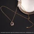 Collana in acciaio al titanio dorato con ciondolo quadrato in zircone viola e brillantini - Stile Halo Quadrato (紫锆18号A897)