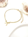 Pulsera de doble capa chapada en oro con colgante de lazo y cierre de mosquetón ajustable - Pulsera de Oro