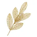 Sparkling gold glitter leaf picks for Christmas tree and festive wreath decoration - 32cm Gold Hollow Mesh Leaf