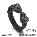Pulsera de cable con cabeza de león de acero inoxidable negro para hombre, 27mm y 119g - Negro (KB167195-KFC)