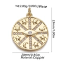 Gold plated copper pendant with star and moon eye design and size dimensions - CX153-10 (Eye Star Moon Combo Gold Round Pendant)