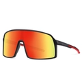 Polarized TR90 sport sunglasses with matte black frame and orange gradient lens - Black Frame Red Mirror Lens