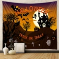 Detail of Halloween tapestry with bats, witches and pumpkins on an indoor display - Orange Black & Dark Purple - Festival Scene (GT230282)