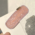 Pasador de cristal rosa melocotón con borde lavanda y hebilla de metal LOVE DAYS - Estilo 10 Rosa [Cuadrado]